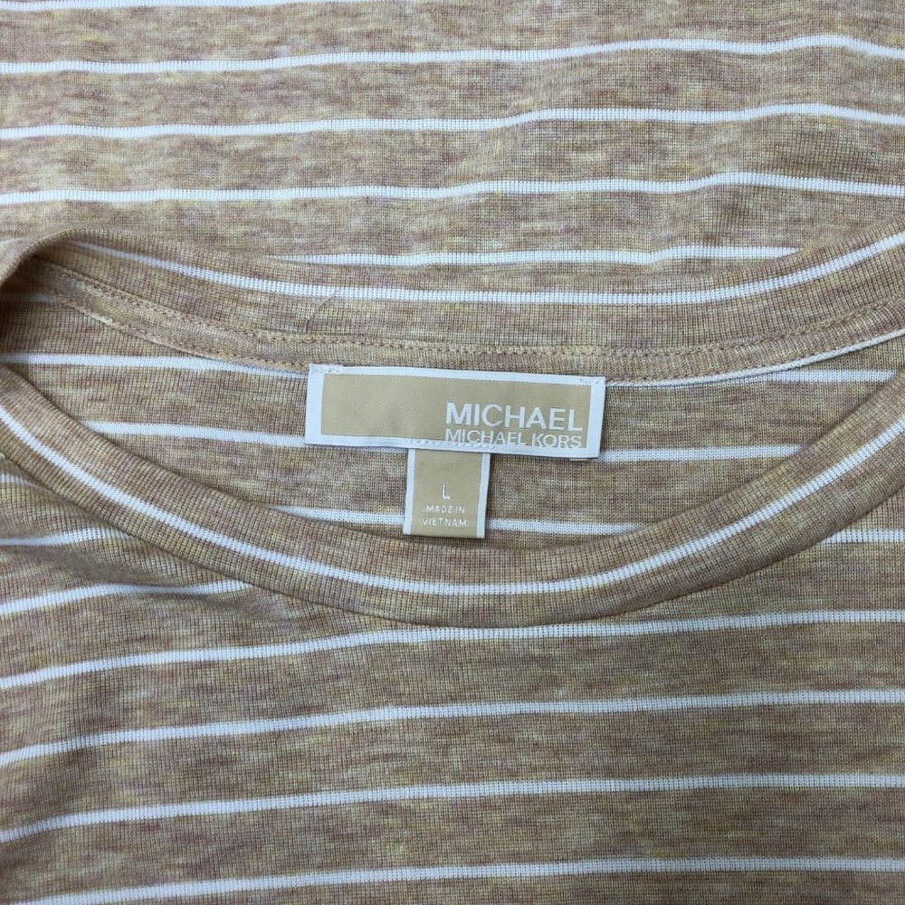 MICHAEL KORS STRIPED 3/4 SLEEVE KNIT TOP LG - Picture 5 of 5